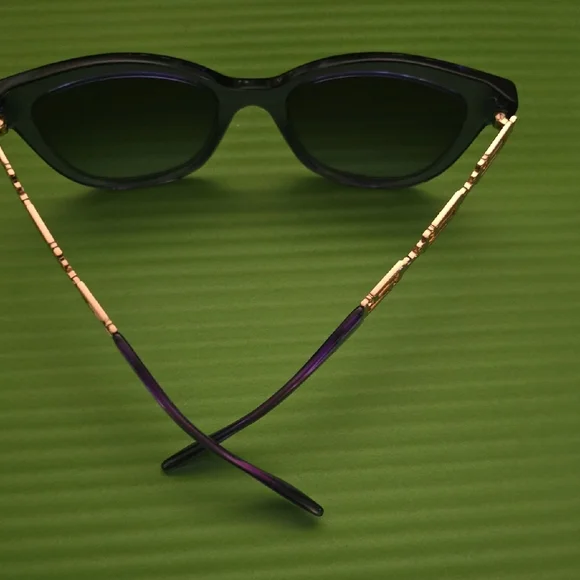 Versace Purple Gradient Cat-Eye Sunglasses with Gold Greek Key Accent - Picture 3 of 10